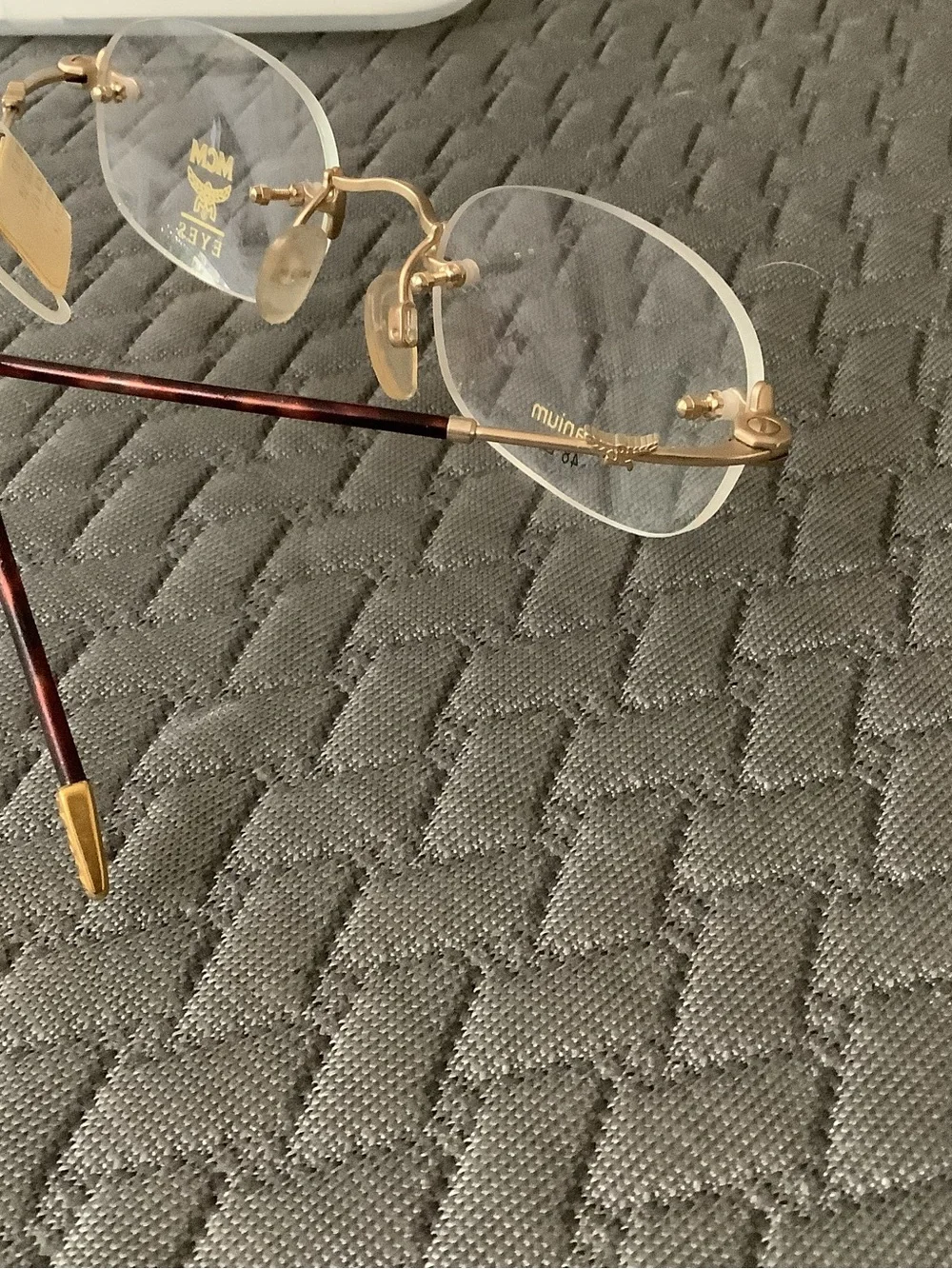 MCM Rimless Gold Frame Glasses with Brown Temples